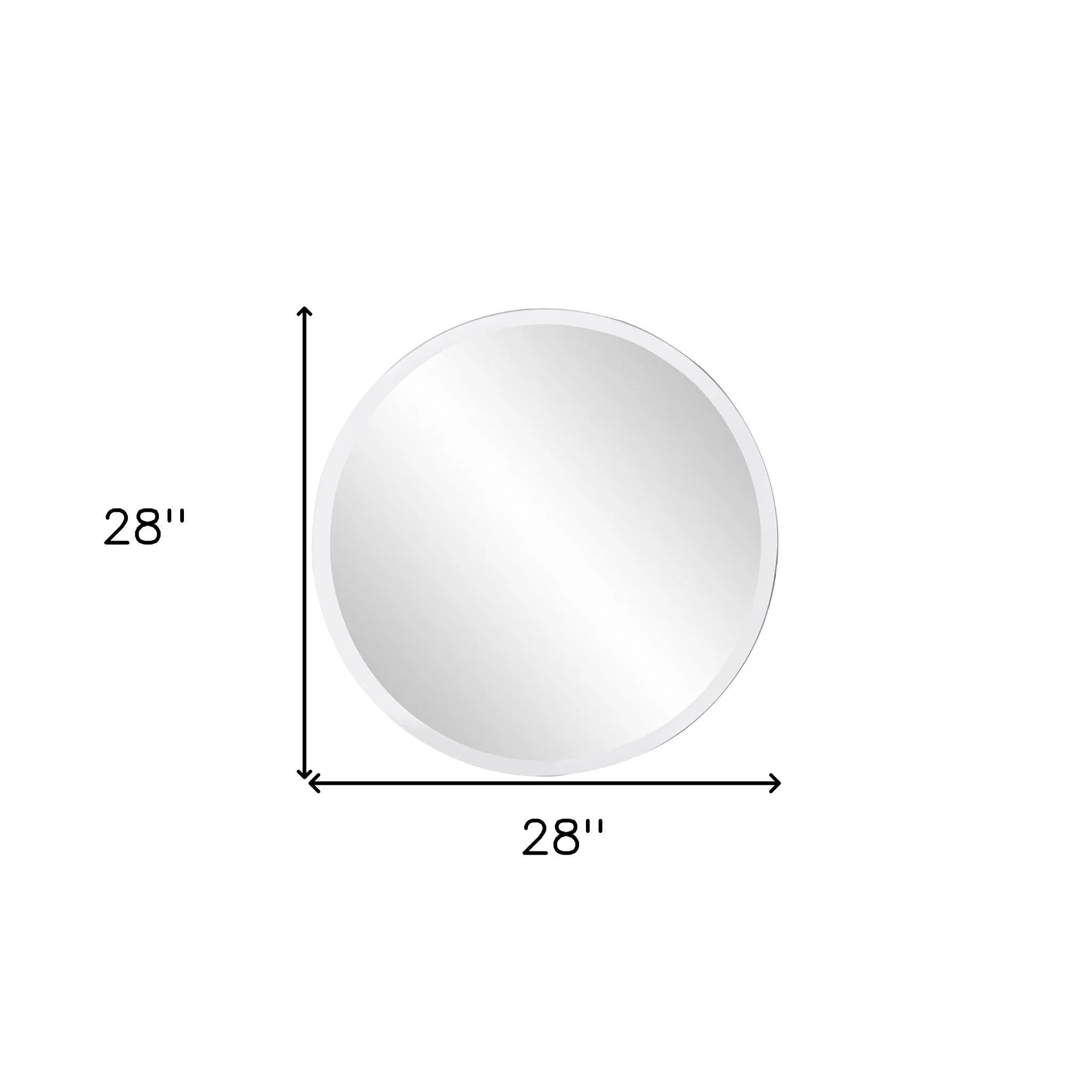 28" Minimalist Round Wall Mirror With Beveled Edge