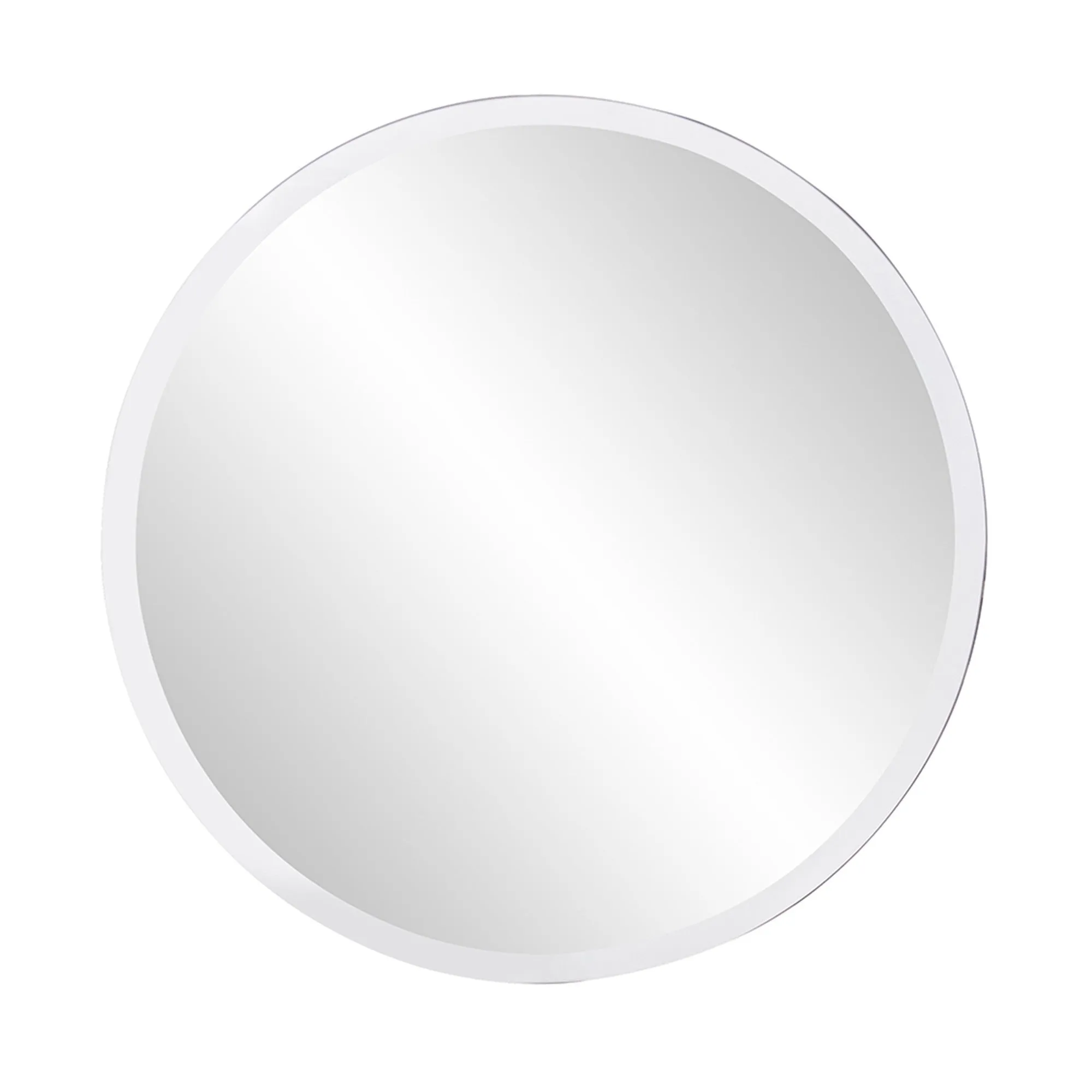 28" Minimalist Round Wall Mirror With Beveled Edge