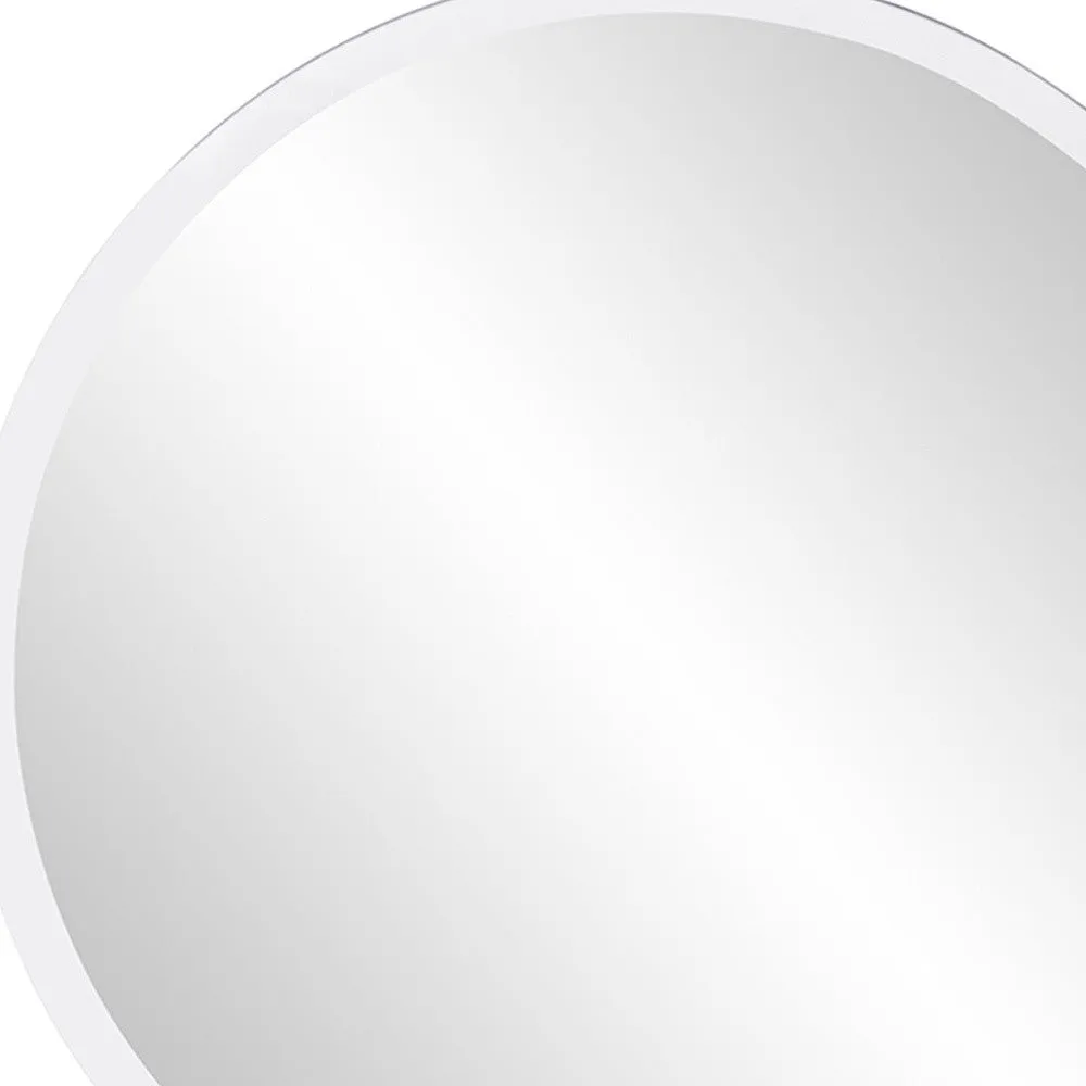 28" Minimalist Round Wall Mirror With Beveled Edge