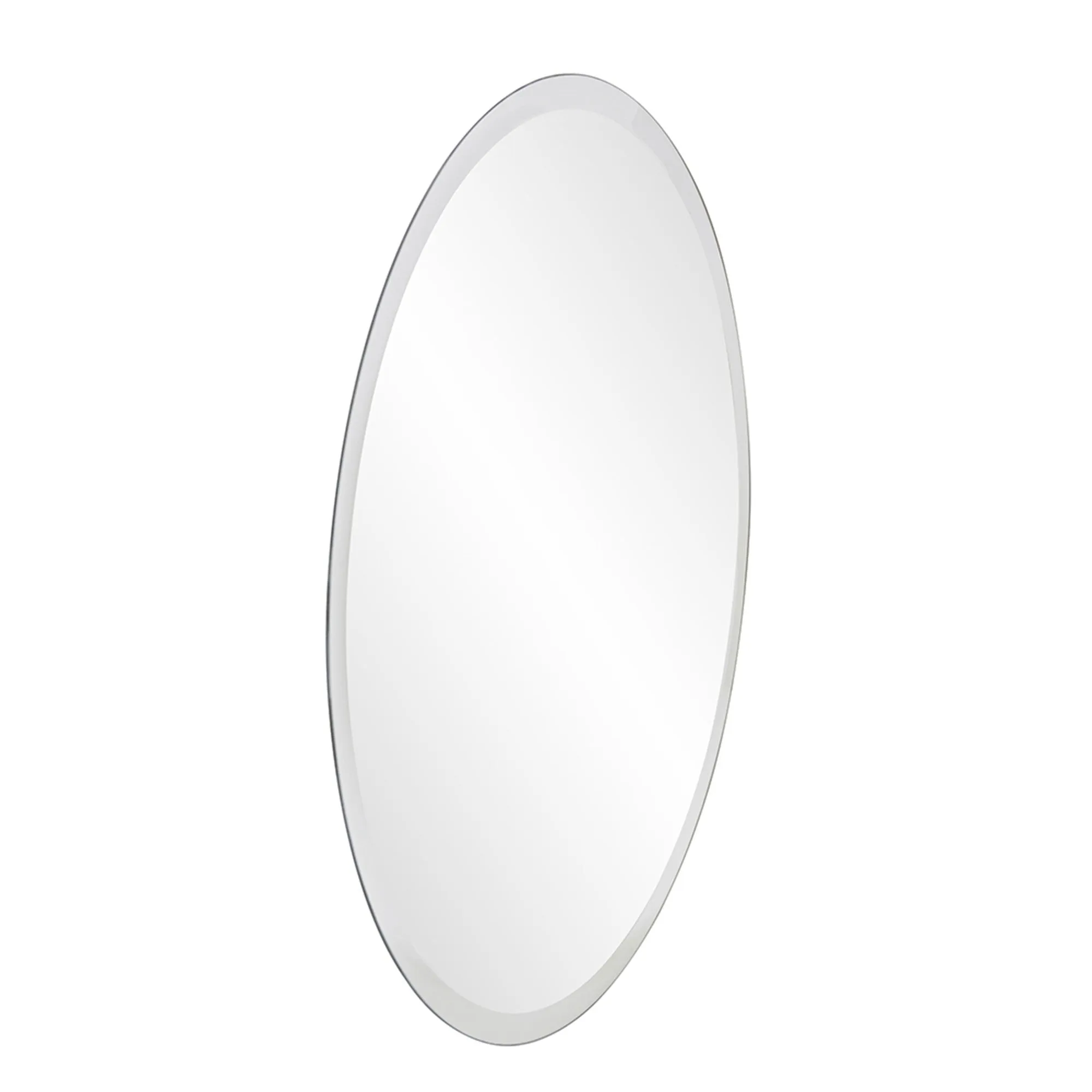 28" Minimalist Round Wall Mirror With Beveled Edge