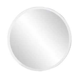 28" Minimalist Round Wall Mirror With Beveled Edge