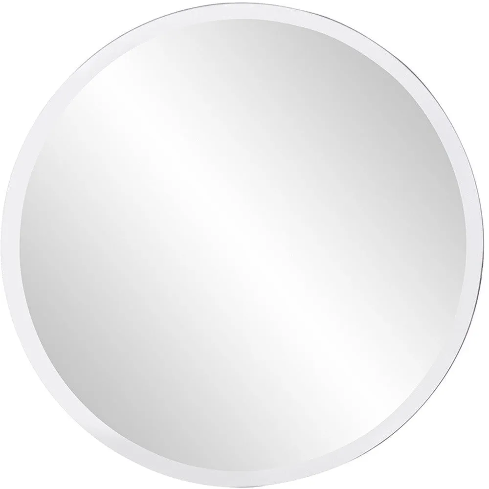 28" Minimalist Round Wall Mirror With Beveled Edge