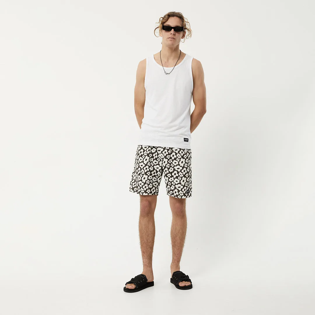 AFENDS Mens Baywatch Alohaz - Elastic Waist Shorts - Coffee