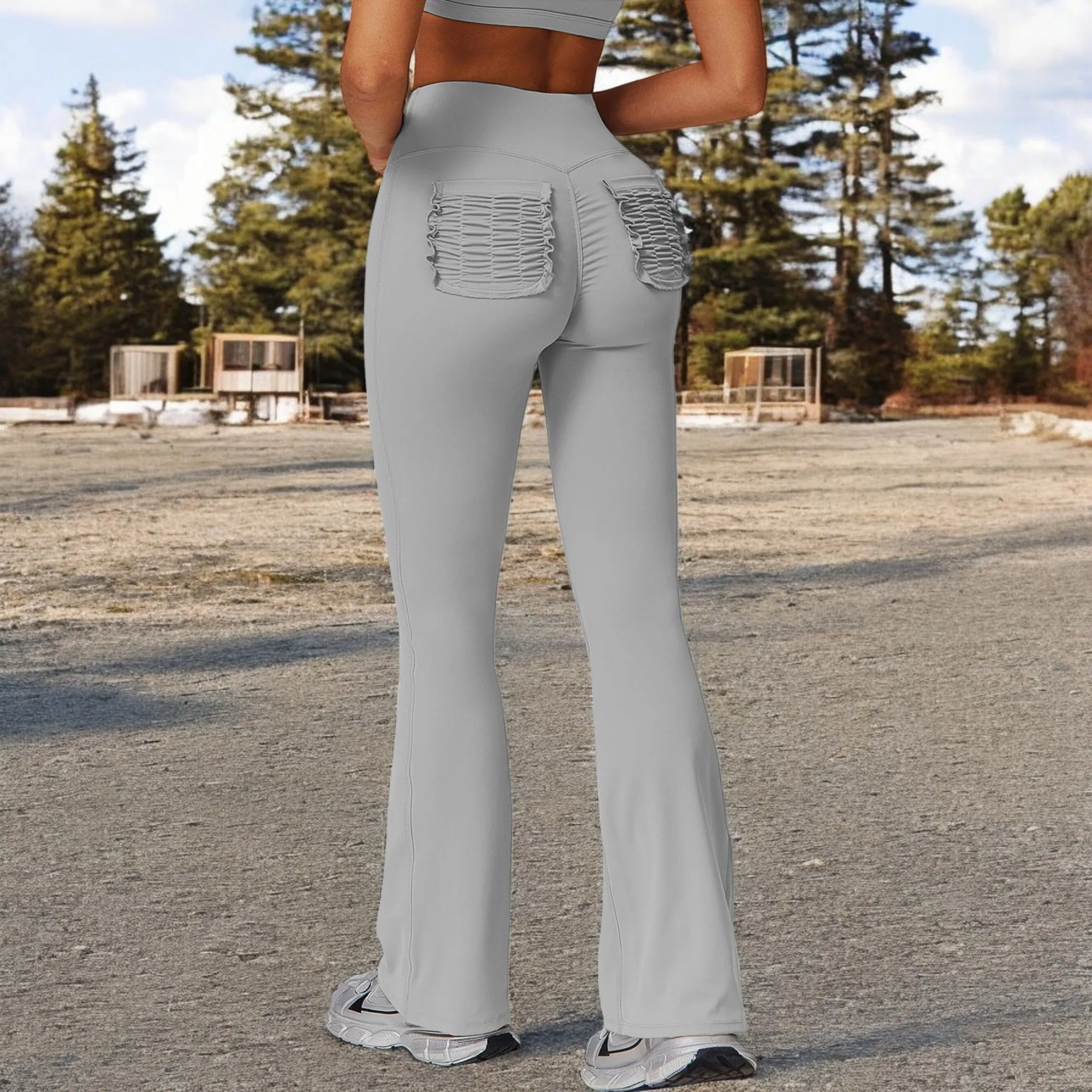 Anna-Kaci Women's High Waist Flared Leg Yoga Pants