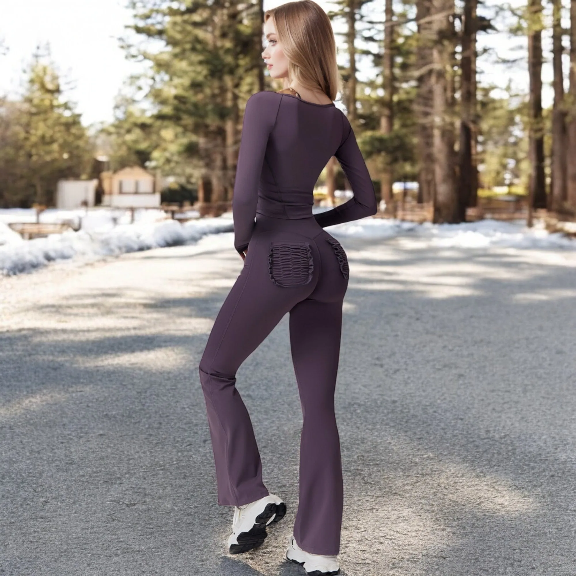 Anna-Kaci Women's High Waist Flared Leg Yoga Pants