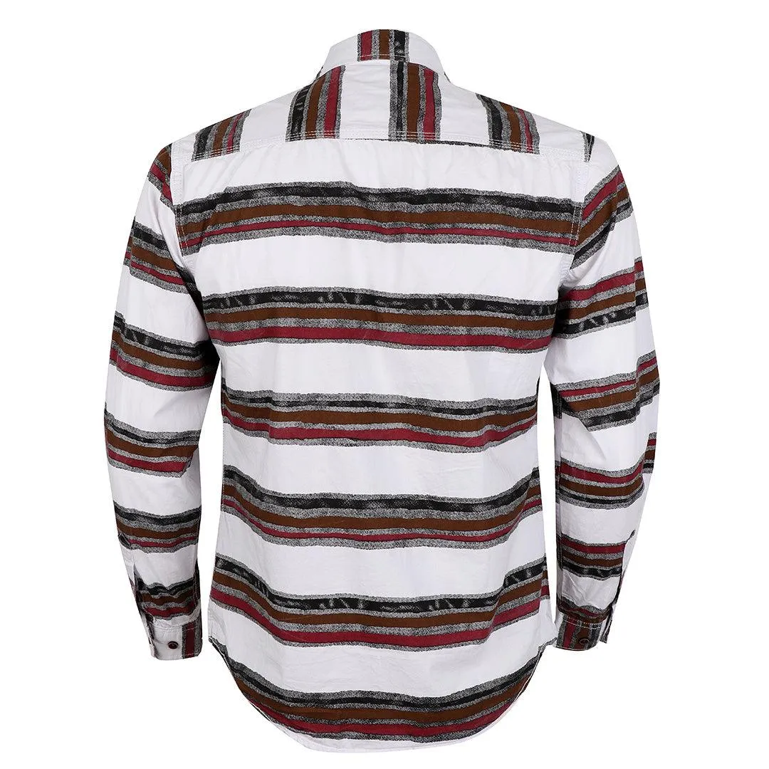 Bajieli Executive White With Wine, Brown, And Black Colored LongSleeve Shirt