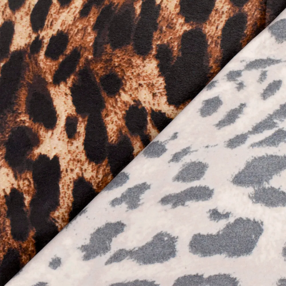Beige-Multi Famous Maker Cheetah Printed Stretch Tricot Yoga Knit Fabric
