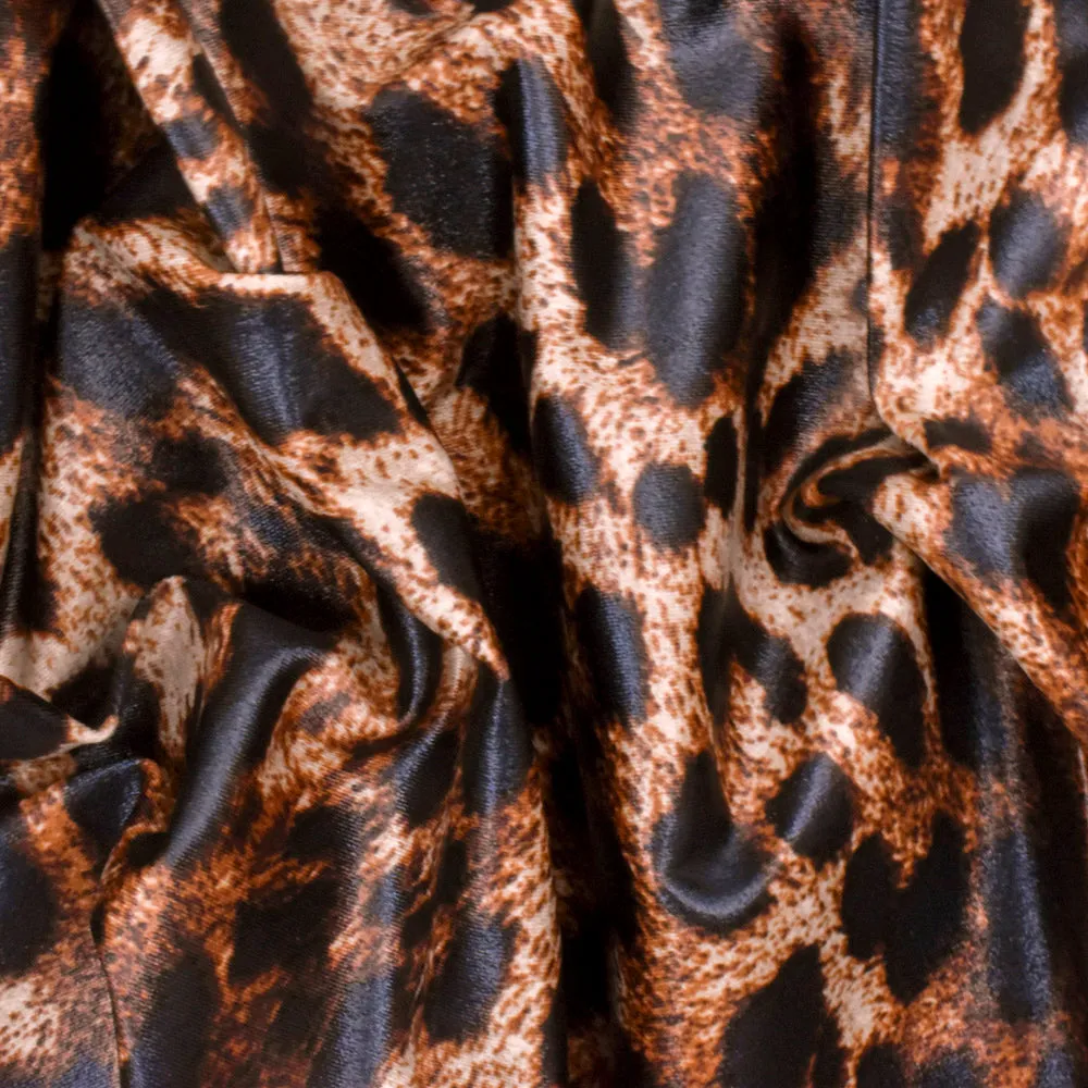 Beige-Multi Famous Maker Cheetah Printed Stretch Tricot Yoga Knit Fabric
