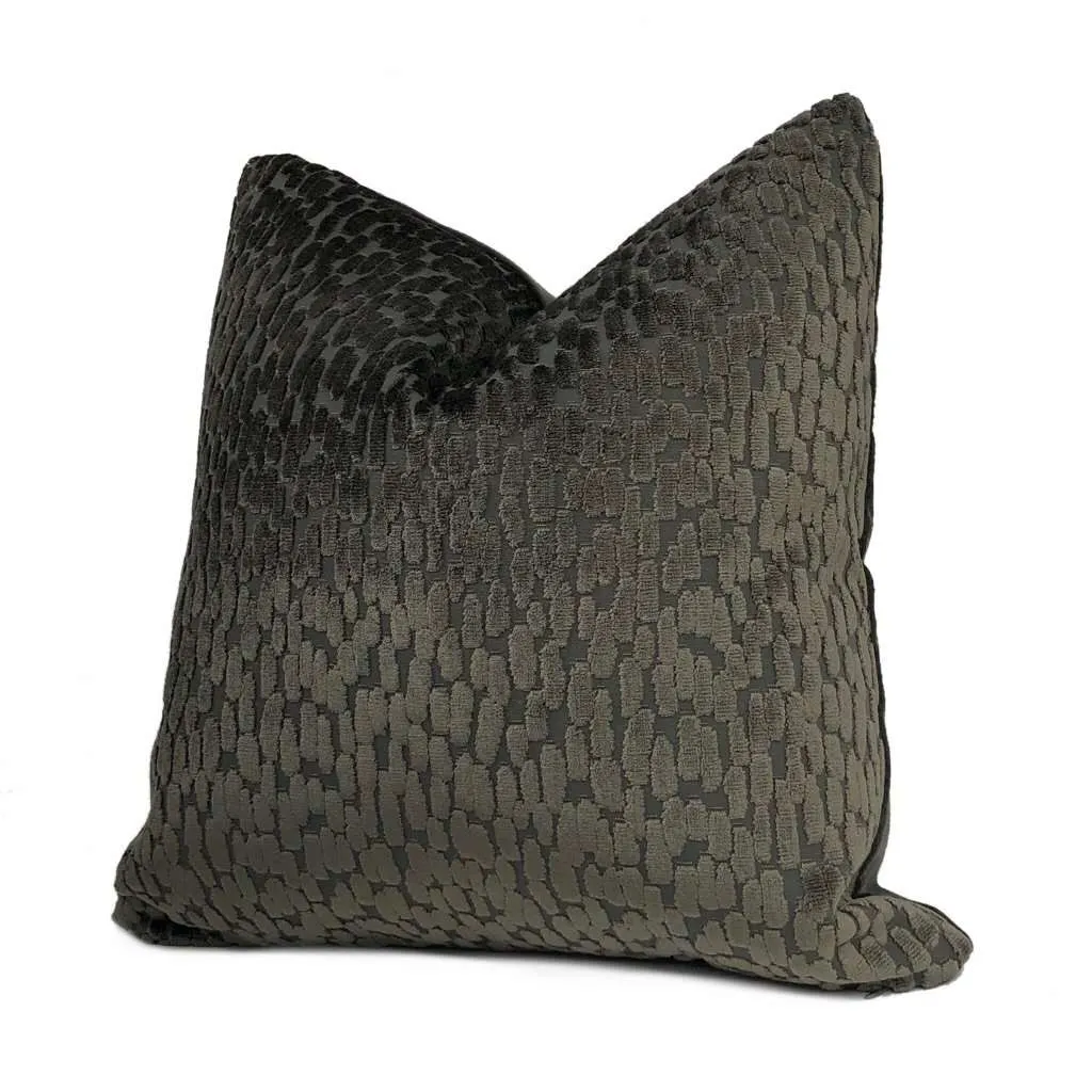 Bellini Graphite Gray Large Velvet Dots Texture Pillow Cover