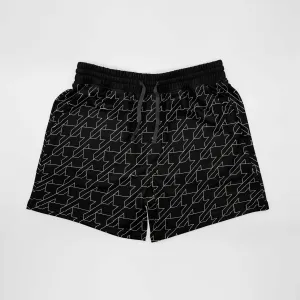 Black Contemporary Houndstooth Men's Casual Athletic Shorts