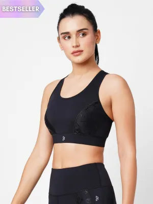 Black Marble Sports Bra