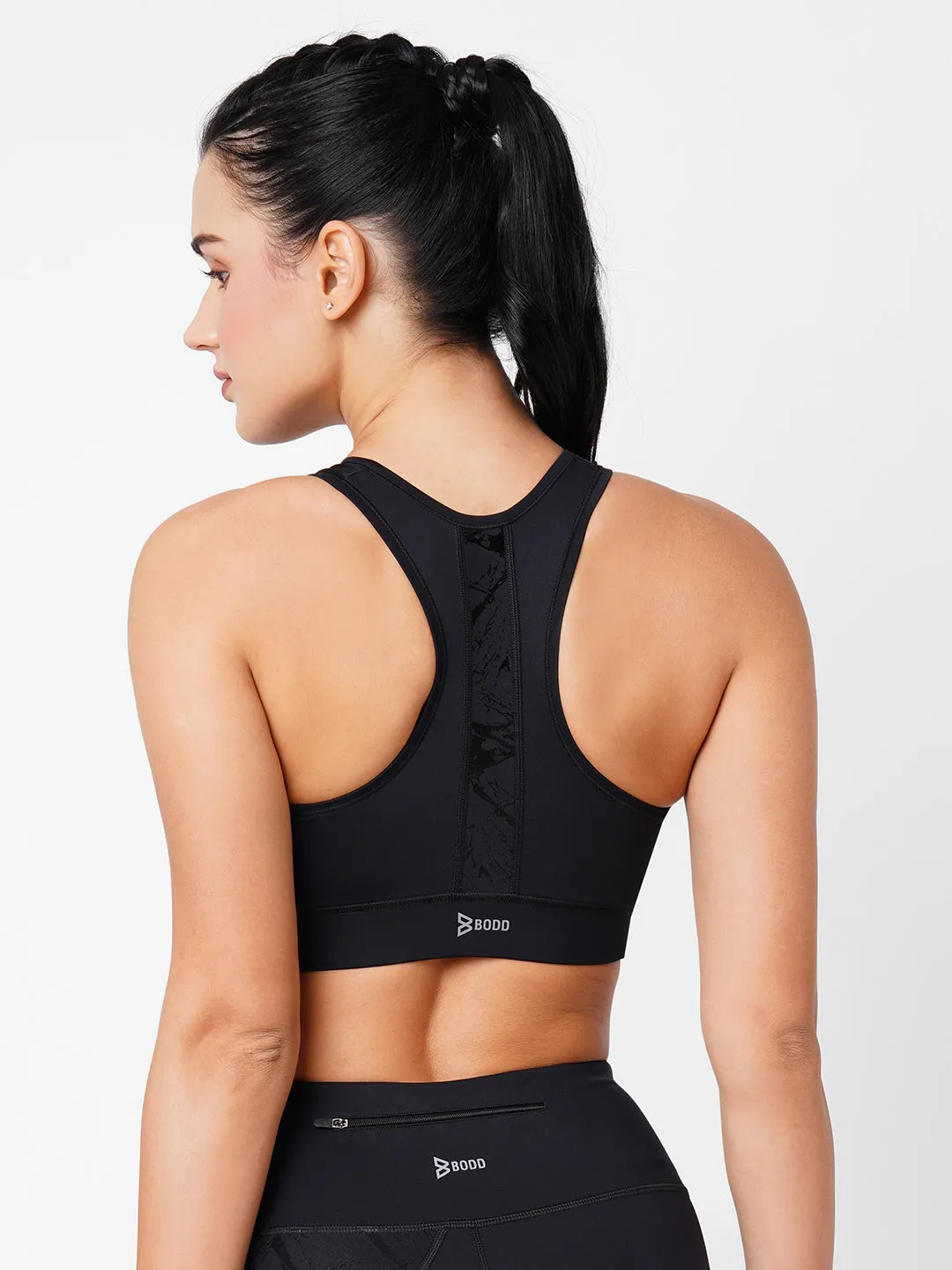 Black Marble Sports Bra