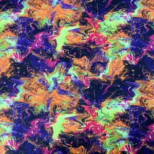 Black Multicolor Laser Tie Dye Nylon Spandex Fabric