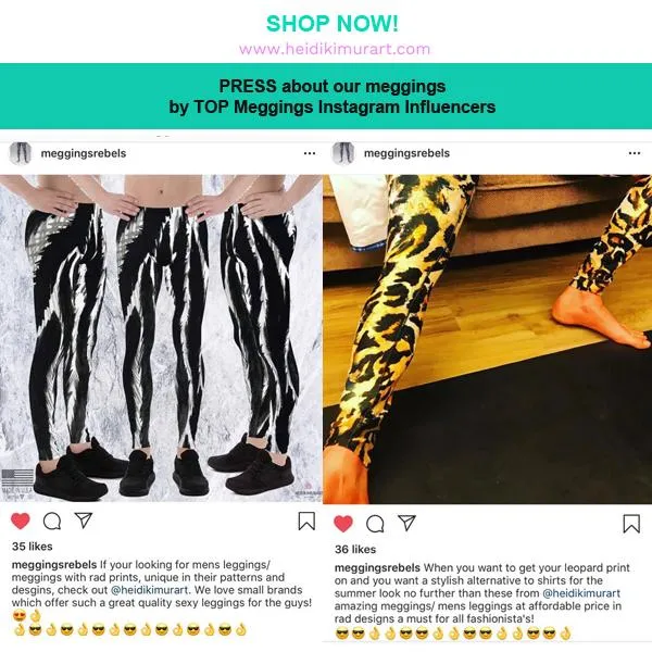 Blue Dotted Abstract Men's Leggings, Watercolor Designer Compression Tights For Men - Made in USA/EU/MX