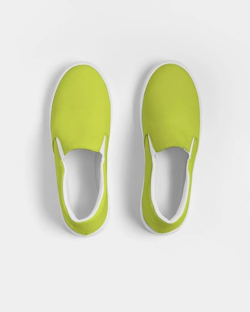 Bright Yellow Warm Green Slip-On Canvas Sneakers | Men's | Bright Pure Yellow Warm Green | C25M0Y100K0