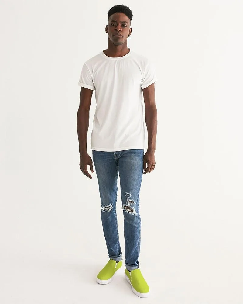 Bright Yellow Warm Green Slip-On Canvas Sneakers | Men's | Bright Pure Yellow Warm Green | C25M0Y100K0