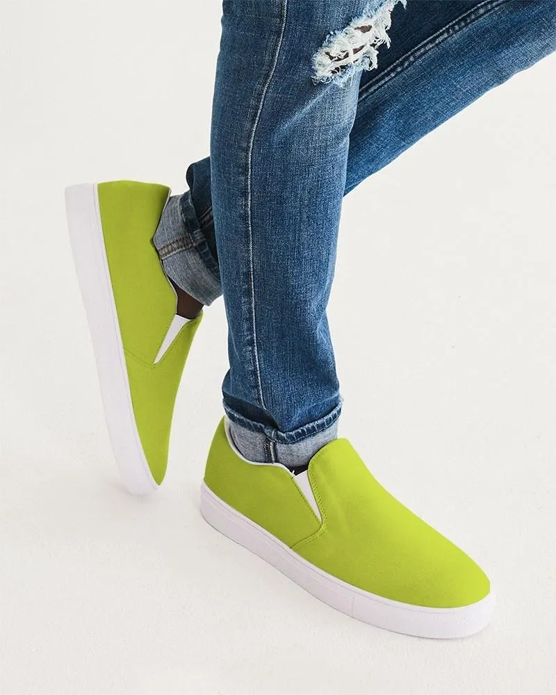Bright Yellow Warm Green Slip-On Canvas Sneakers | Men's | Bright Pure Yellow Warm Green | C25M0Y100K0