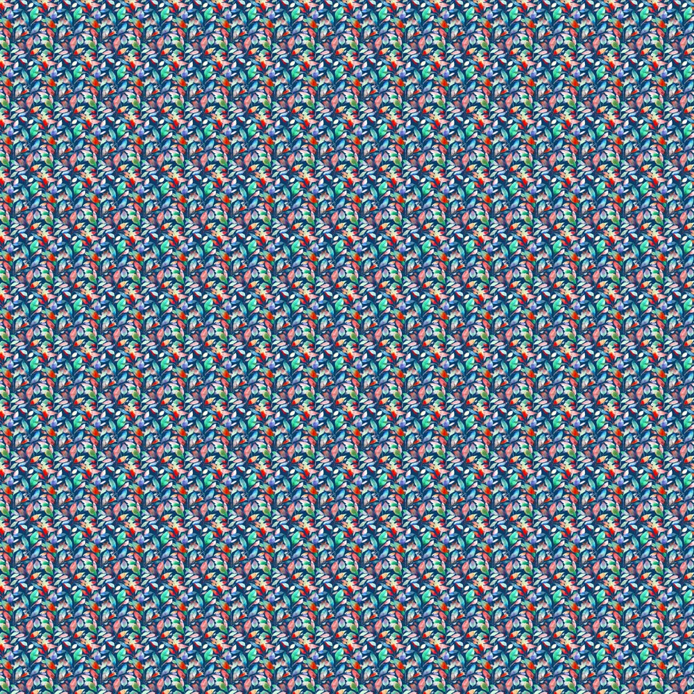 Brympton Printed Fine Lawn Cotton Apparel Fabric (By The Metre) Flame Navy
