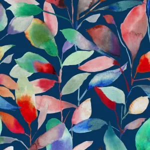 Brympton Printed Fine Lawn Cotton Apparel Fabric (By The Metre) Flame Navy