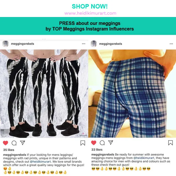 Buffalo Red Plaid Print Meggings, Designer Men's Leggings Running Tights - Made in USA/ MX/ EU