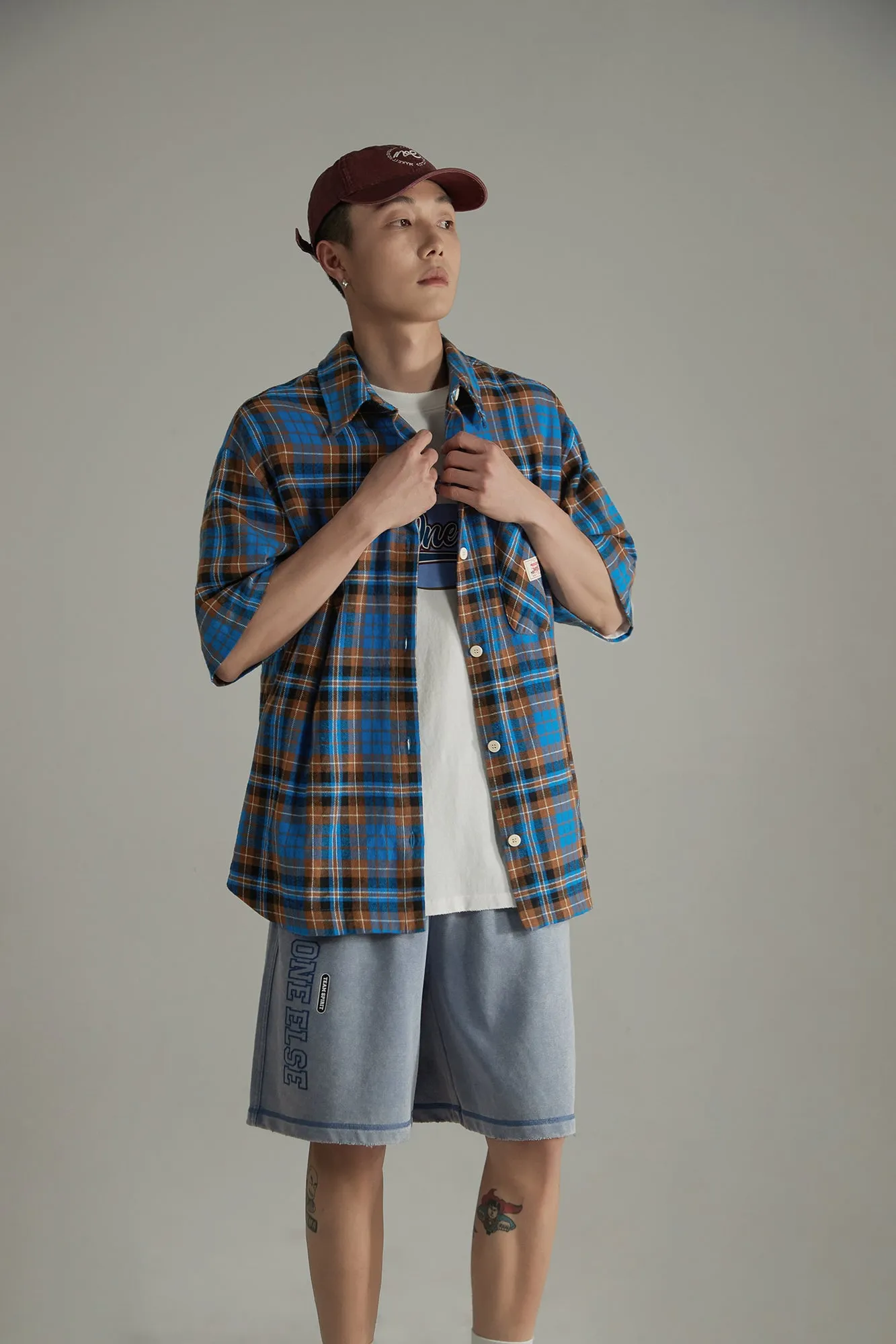 Check Loose-Fitting Short Sleeve Shirt