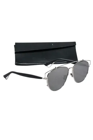 Christian Dior - Silver Frame Aviator w/ Mirrored Black Lenses