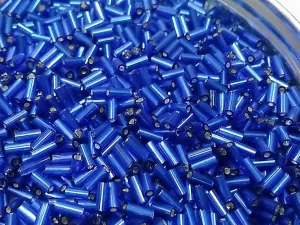 Dark Blue Silverline Pipe / Bugle Glass Seed Beads (Wholesale)