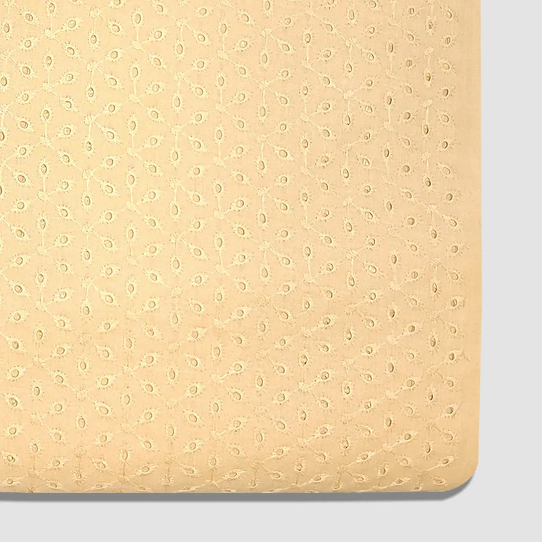 Dark Cream Floral Embroidered Cotton Hakoba Fabric (Wholesale)