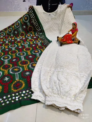 Design 1 - Chikankari Sequins Delight - Kurti, Afghani Salwar & Georgette Dupatta Set