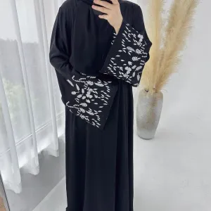 Embroidered with Leaves Elegant Abaya (MA088)