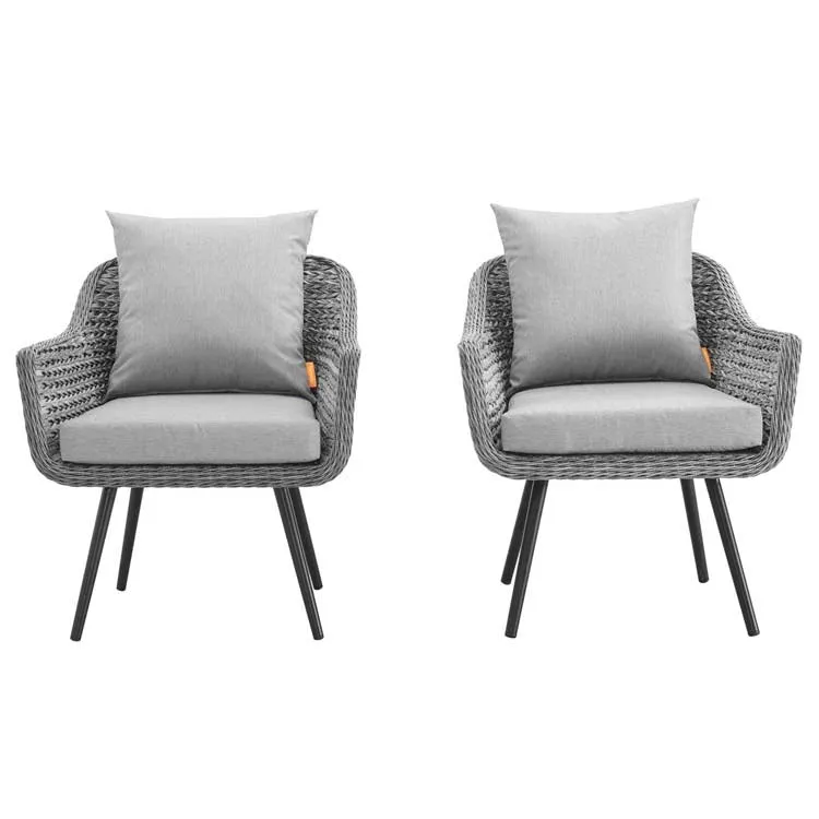 Endeavor Outdoor Patio Wicker Rattan Armchairs Set of 2