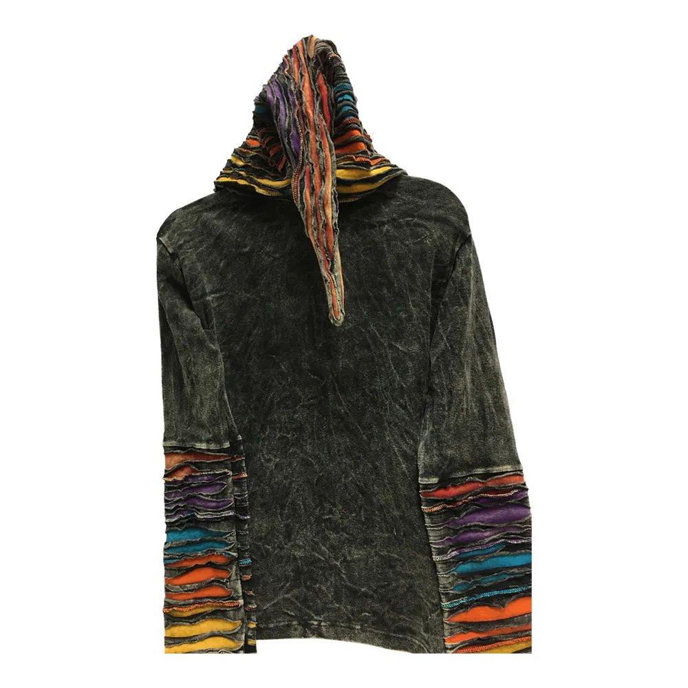 Ethnic Embroidered Stonewashed Designer Cotton Jacket Hoodie Outerwear