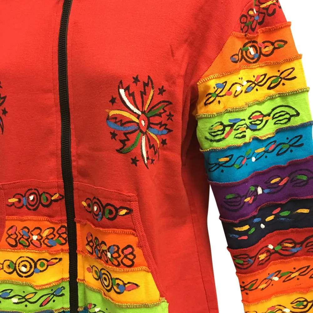 Ethnic Embroidered Stonewashed Designer Cotton Jacket Hoodie Outerwear