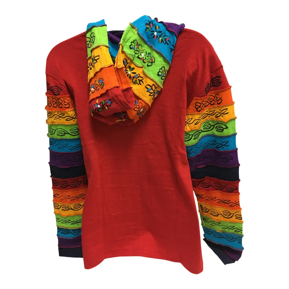 Ethnic Embroidered Stonewashed Designer Cotton Jacket Hoodie Outerwear