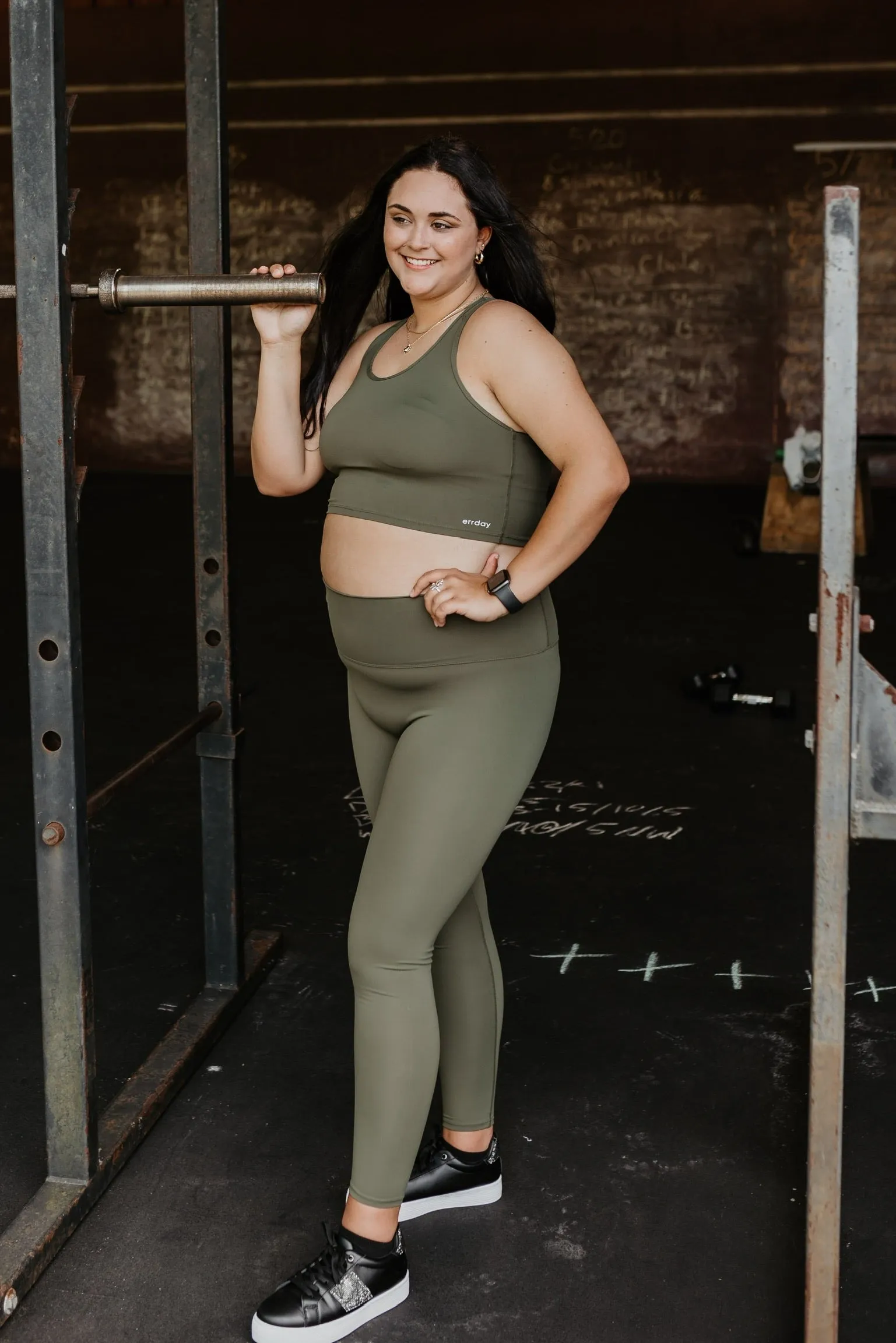 Finish Line Non Pocket Leggings in Olive Green