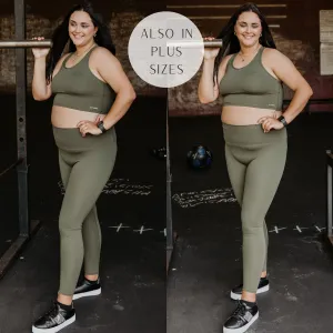 Finish Line Non Pocket Leggings in Olive Green
