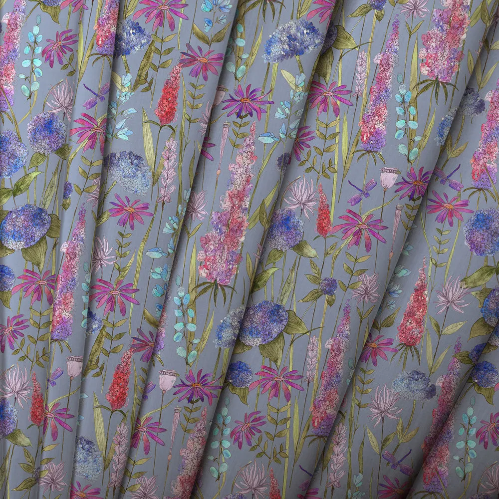 Florabunda Printed Cotton Made to Measure Roman Blinds Bluebell/Natural