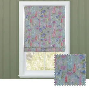Florabunda Printed Cotton Made to Measure Roman Blinds Bluebell/Natural