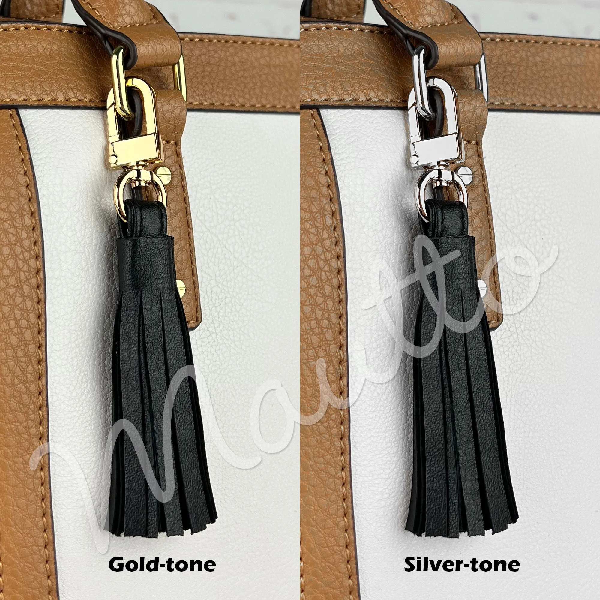 Genuine Leather Tassel - Charm or Handbag Accessory - Gold-tone or Silver-tone Swivel Clip