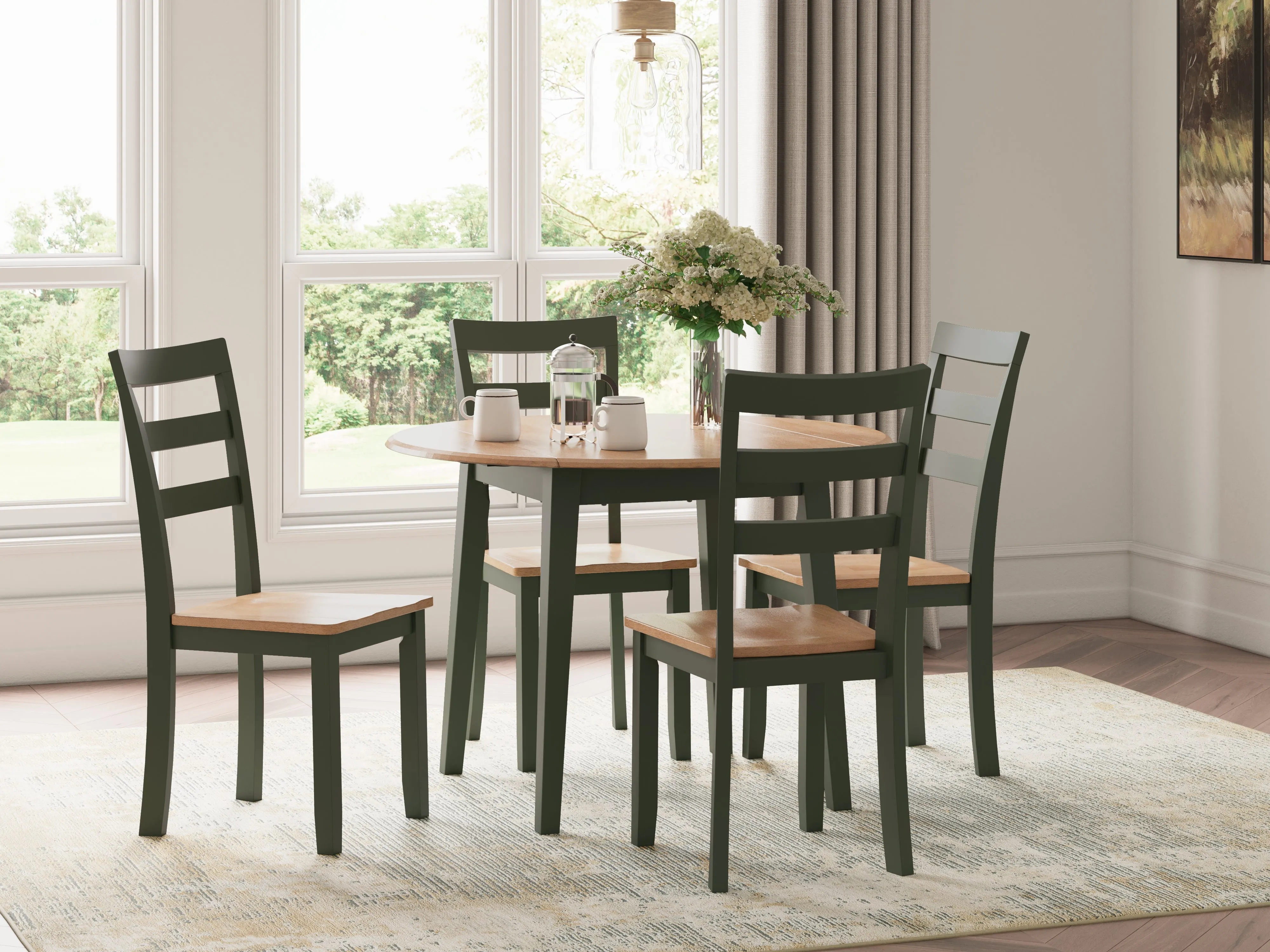 Gesthaven Dining Table and 4 Chairs in Natural/Green
