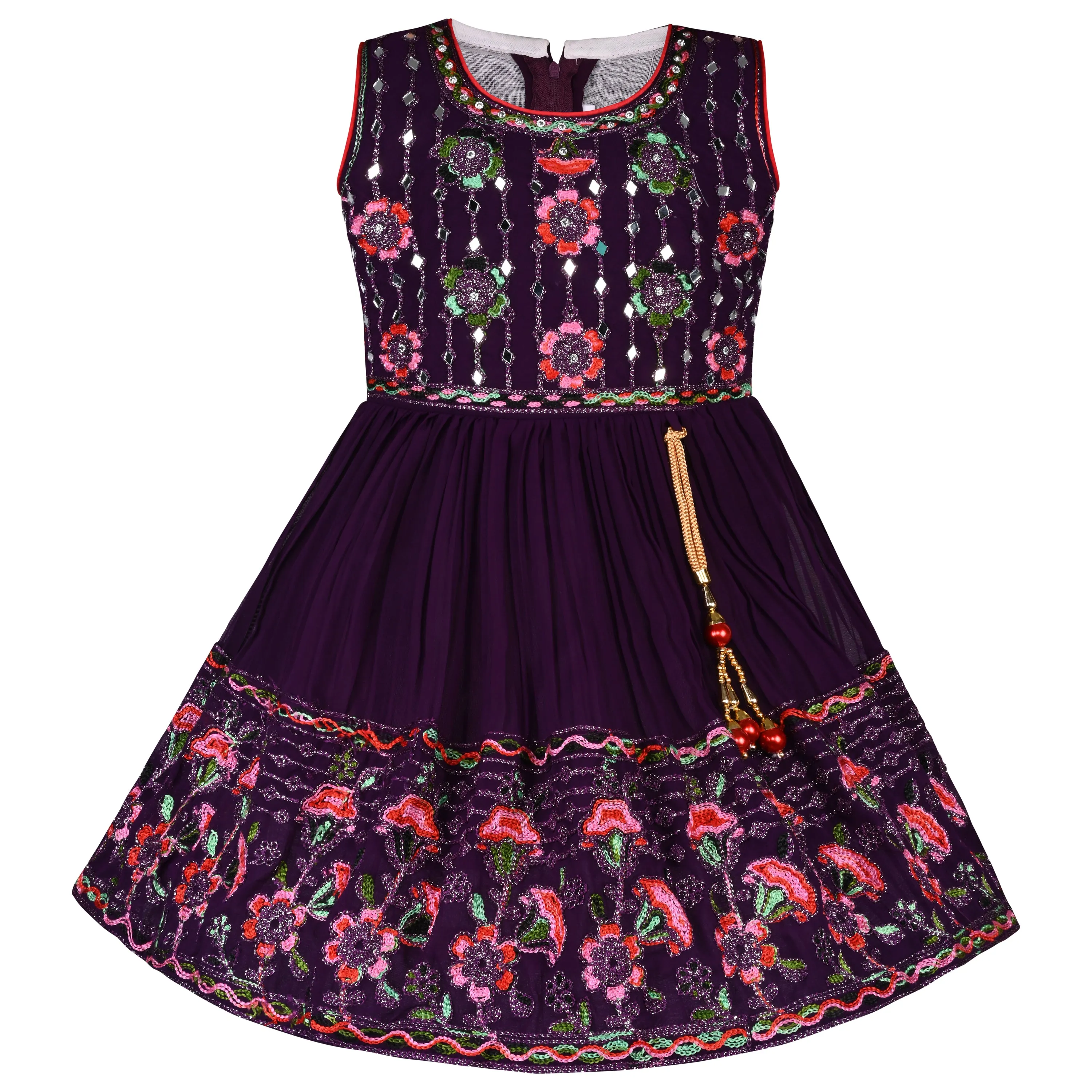 Girls Embroidered Fit and Flare Frock Dress