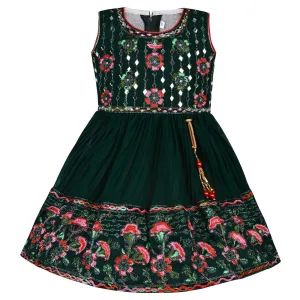 Girls Embroidered Fit and Flare Frock Dress