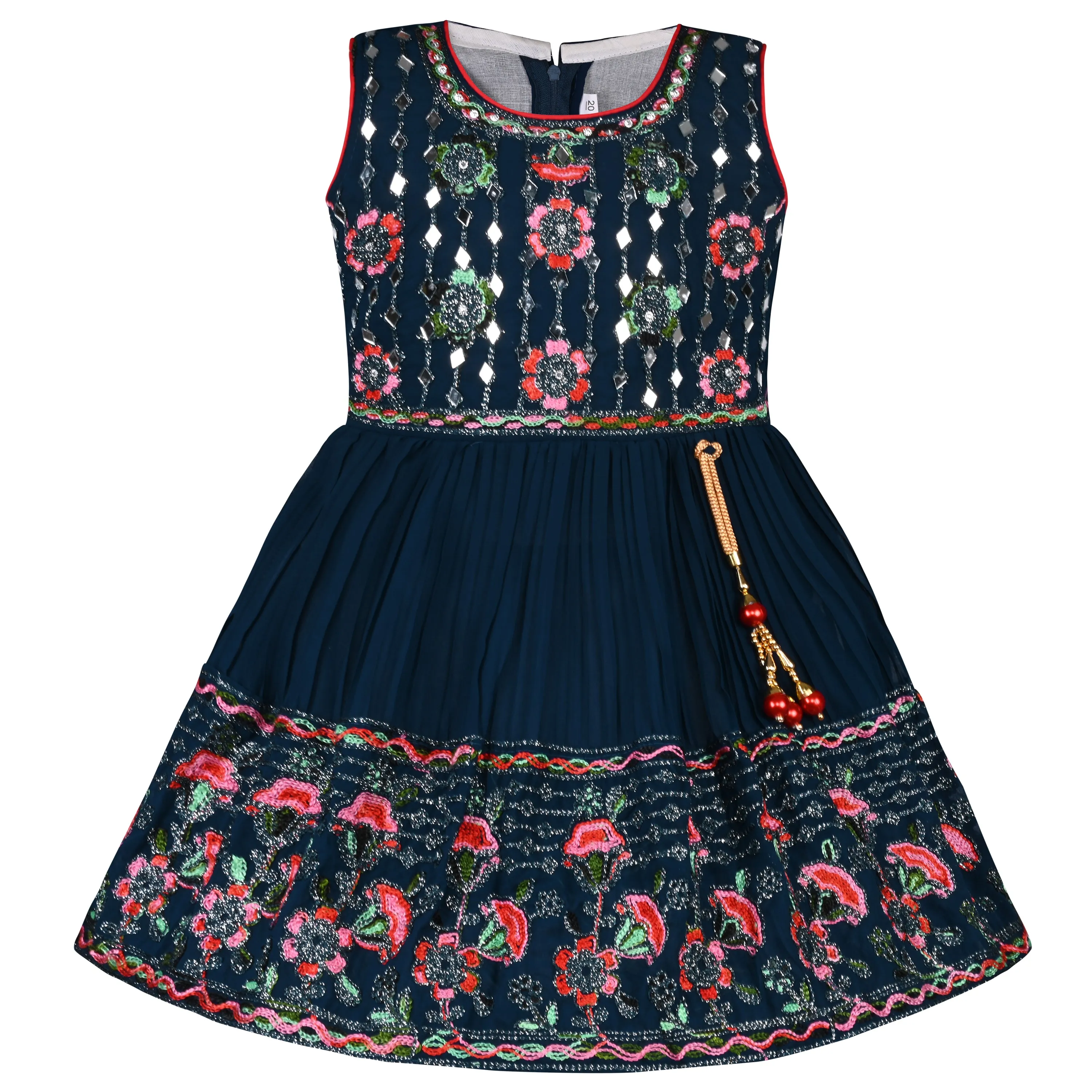 Girls Embroidered Fit and Flare Frock Dress
