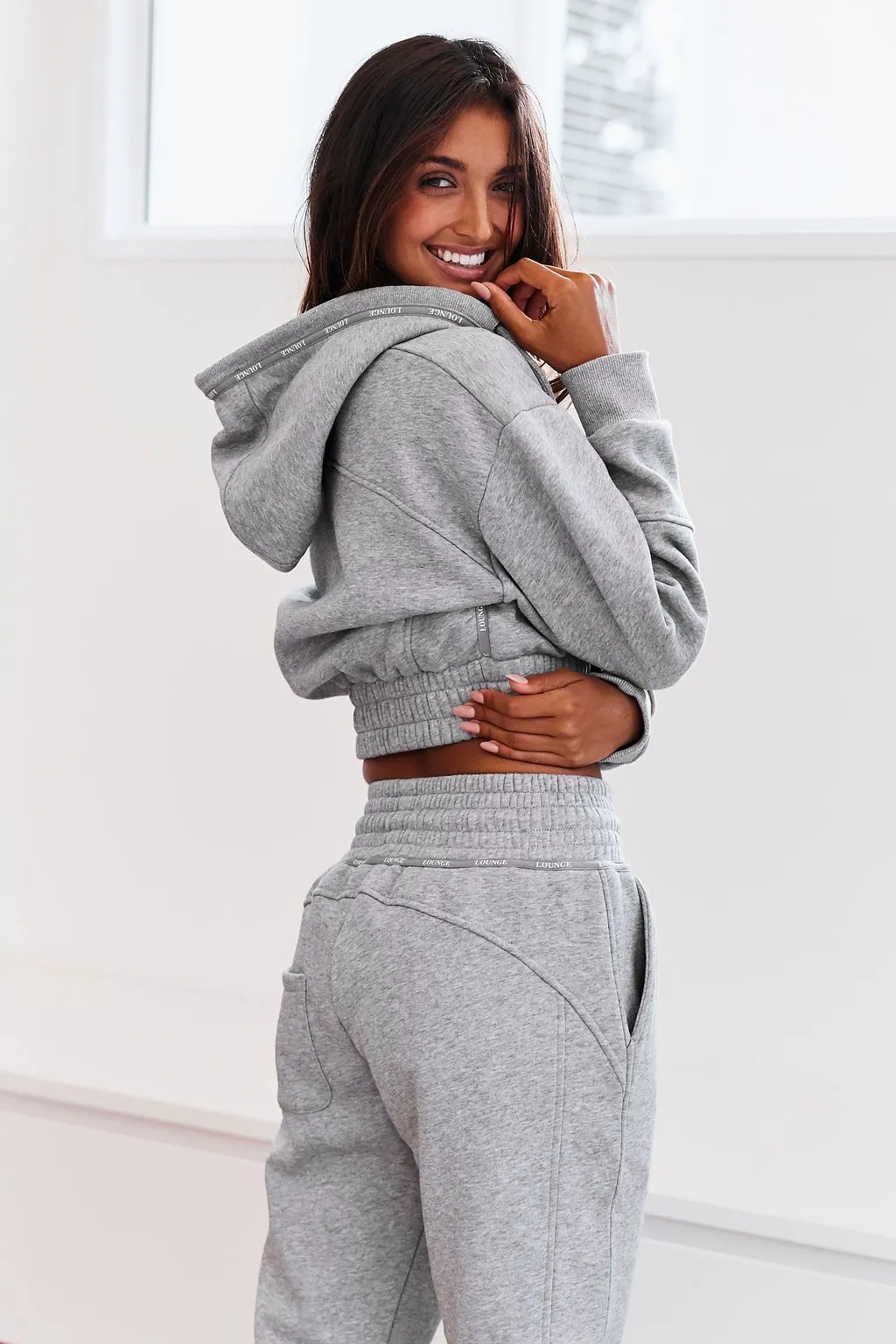 Gray Zip up Scrunchie Hoody