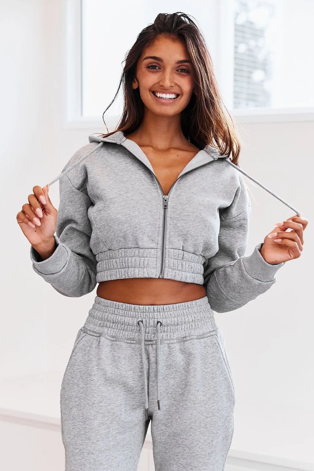 Gray Zip up Scrunchie Hoody