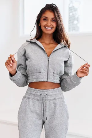 Gray Zip up Scrunchie Hoody