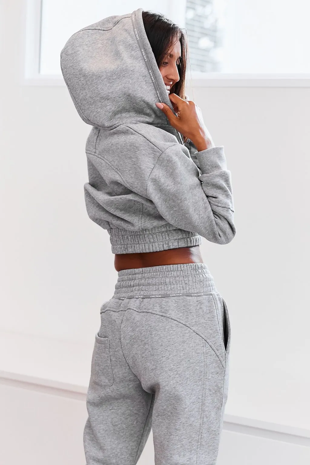 Gray Zip up Scrunchie Hoody