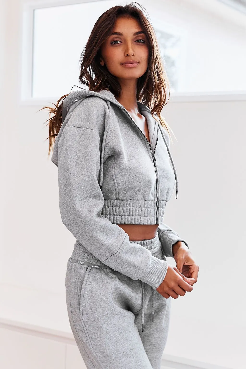 Gray Zip up Scrunchie Hoody