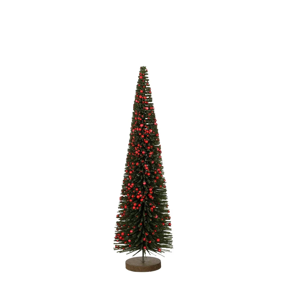 Green Slim Christmas Tree with Red Baubles