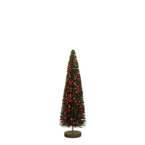 Green Slim Christmas Tree with Red Baubles